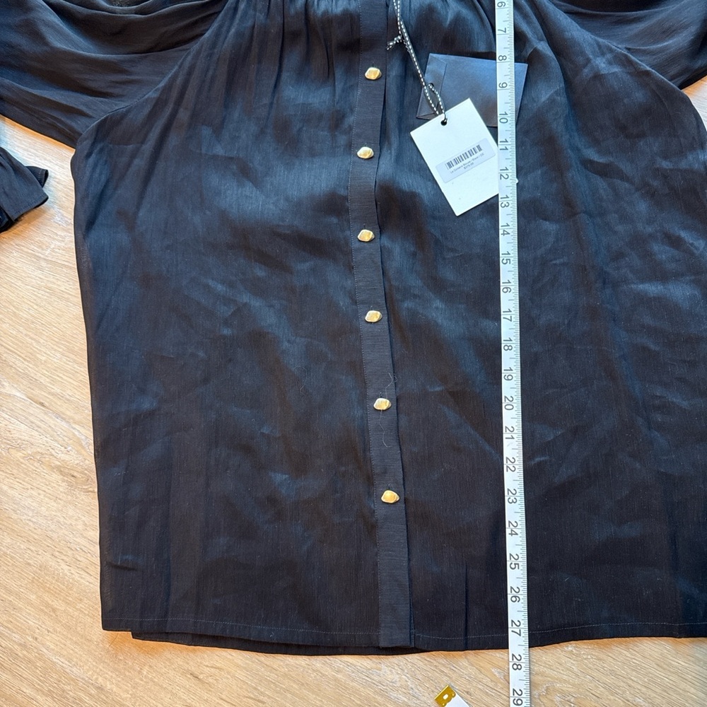 NWT Aje Black Button-Up Blouse with Gold Accents - Picture 5 of 6